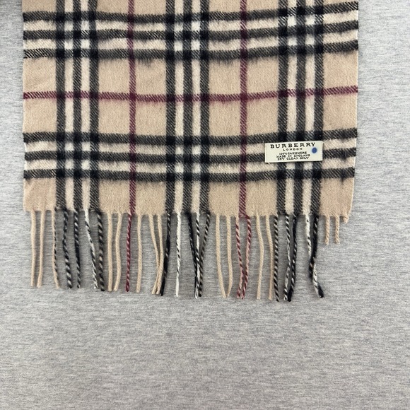 Burberry London‎ 100% Cashmere Check Scarf Beige Black Red Made in England - Picture 3 of 5